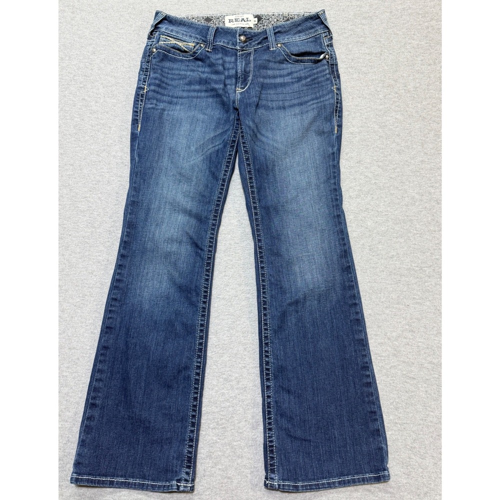 Ariat Real Riding Jean Whipstitch Mid Rise Boot Cut Ocean Blue Womens 30R